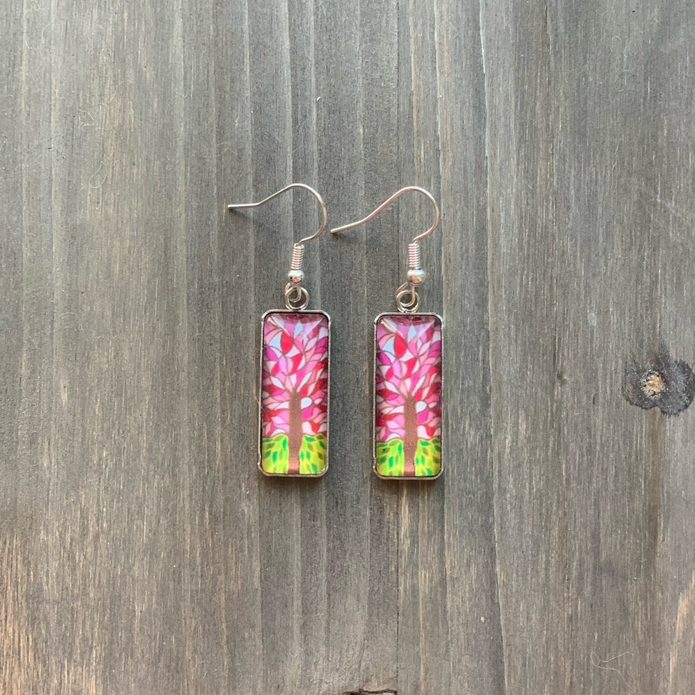 3/$20-Colorful Tree Design Earrings